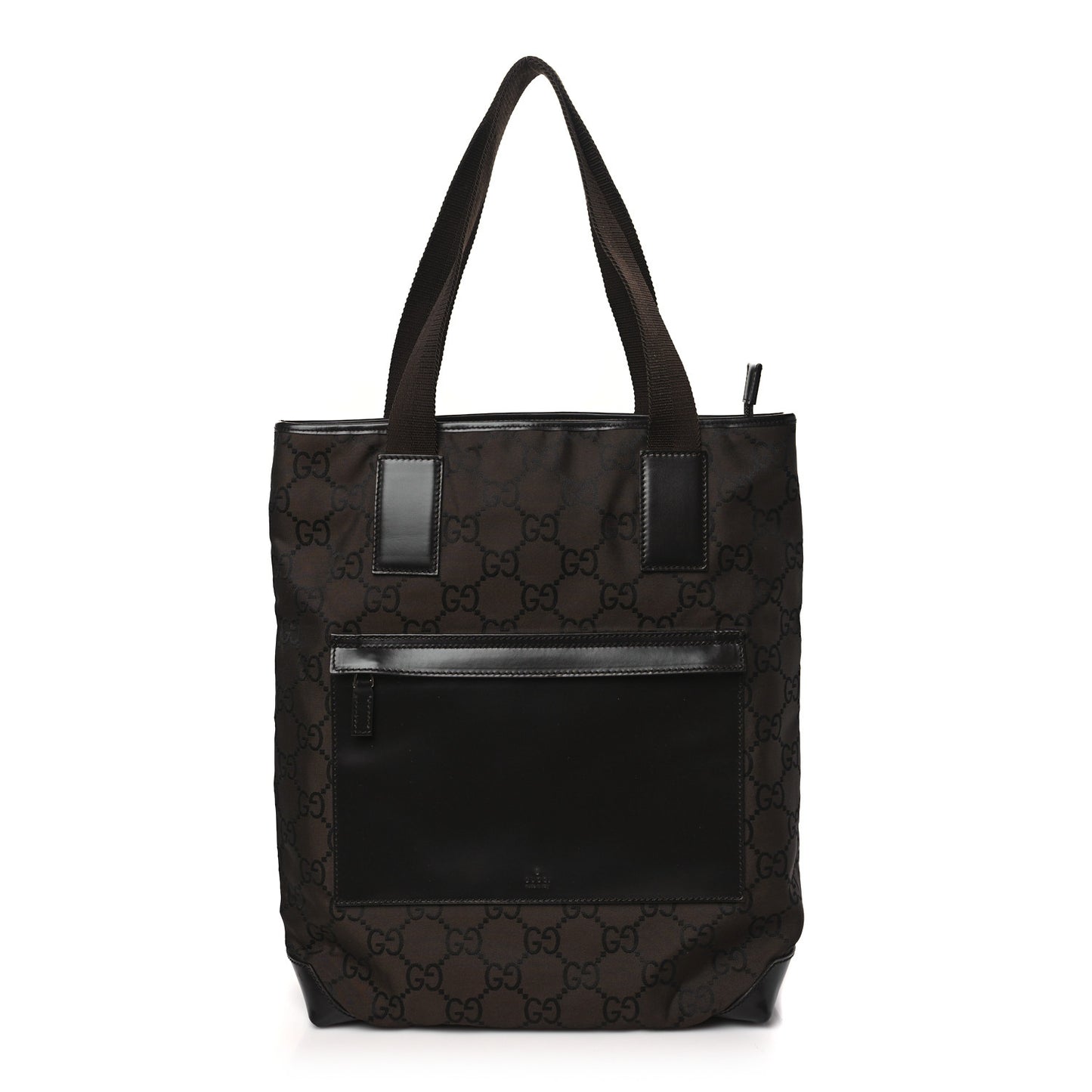 Nylon Calfskin Monogram Tall Tote Brown