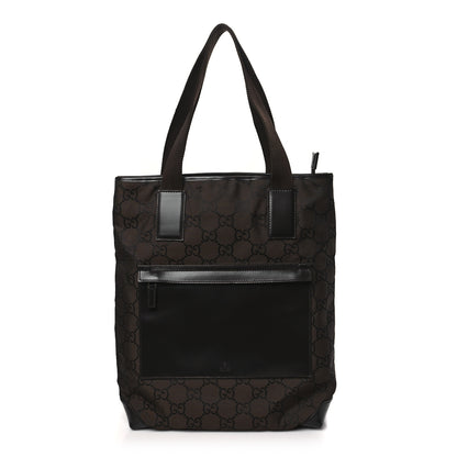 Gucci Nylon Calfskin Monogram Tall Tote Brown 1 of 11