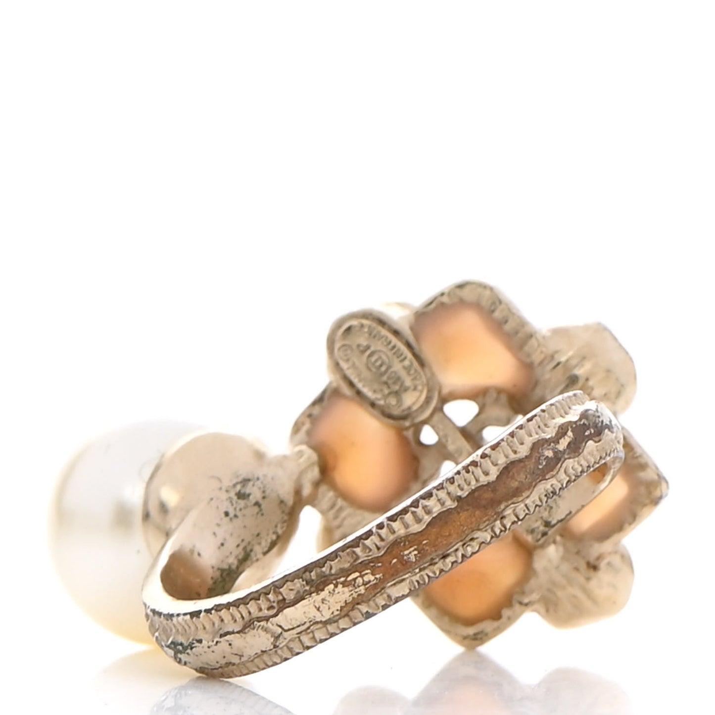 Gripoix Pearl CC Ring 53 6.5 Gold