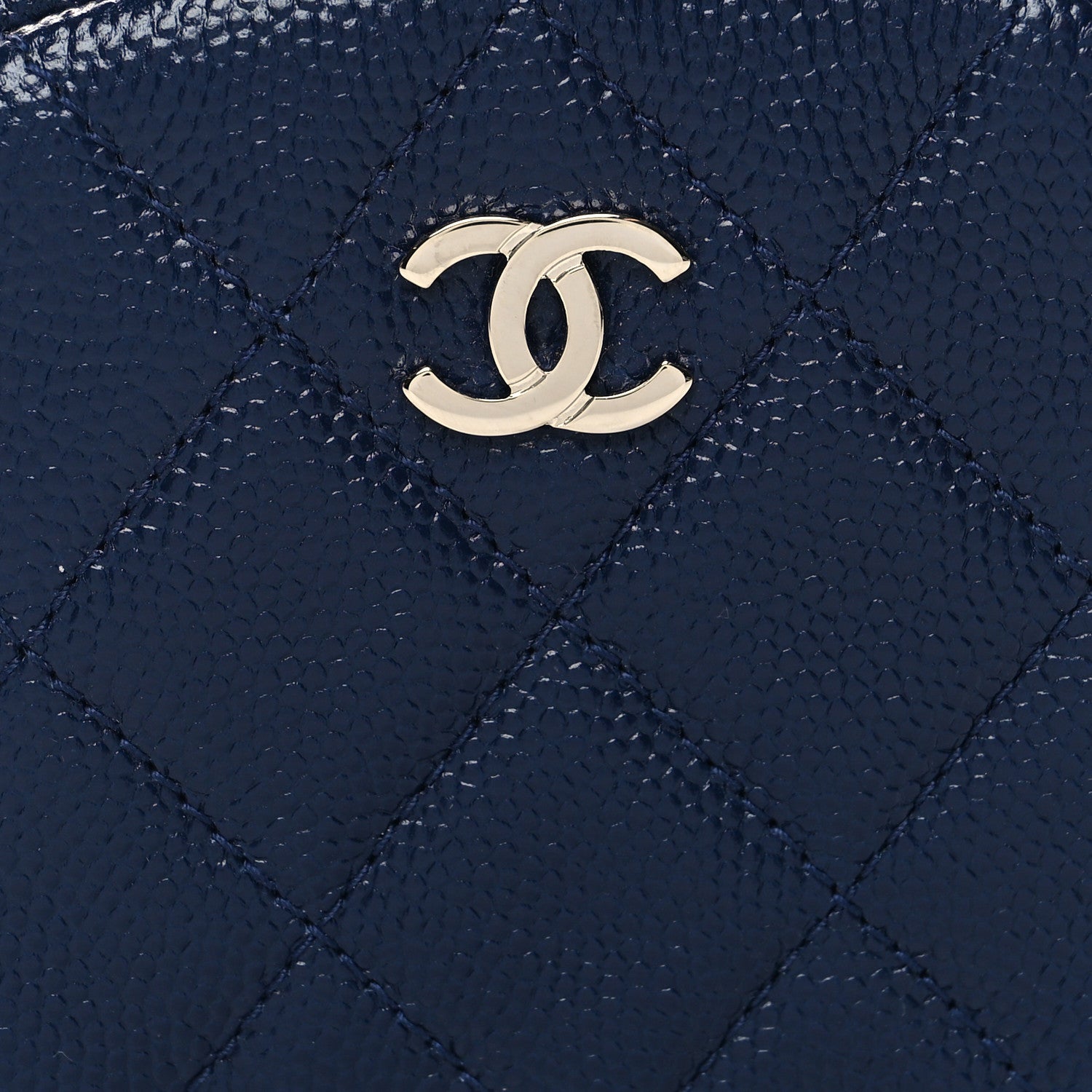 Chanel Caviar Quilted Zip Around Classic Coin Purse Navy Blue 8 of 8