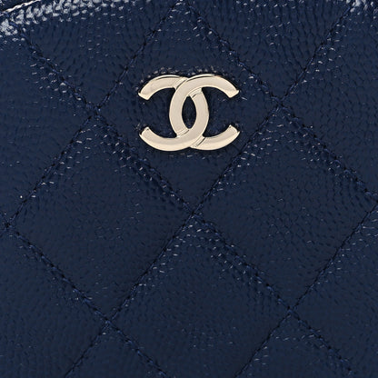 Chanel Caviar Quilted Zip Around Classic Coin Purse Navy Blue 8 of 8