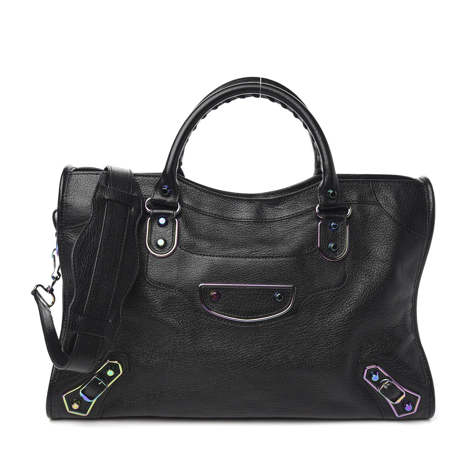 Chevre Iridescent Metallic Edge Hardware City Black
