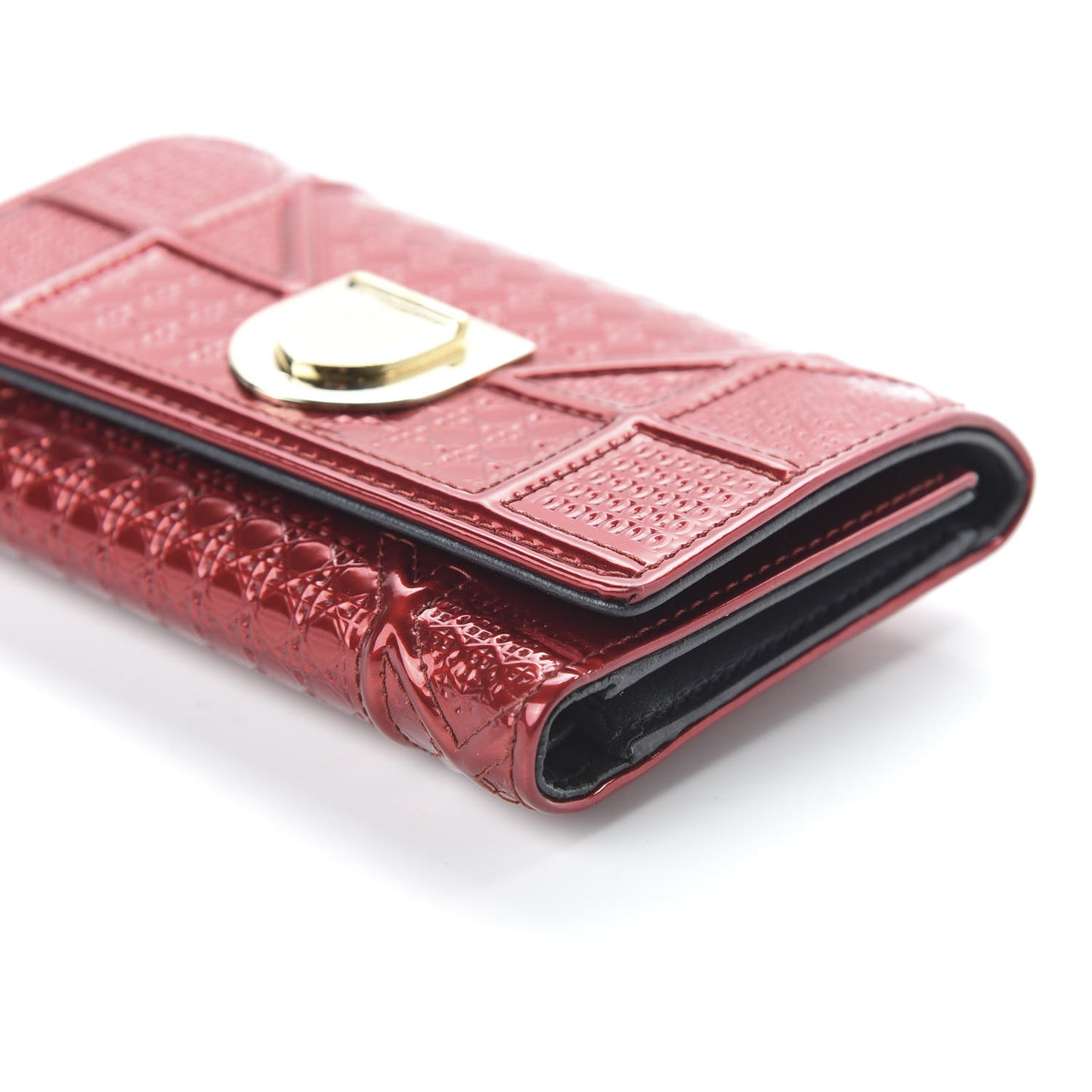 Metallic Patent Micro-Cannage Diorama Elancee Wallet Metal Rusty