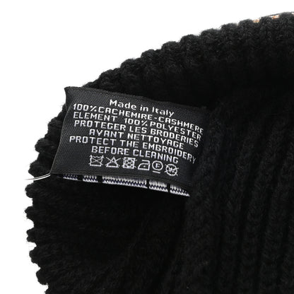 Chanel Cashmere Sequin Logo Beanie Hat Black Gold 5 of 5