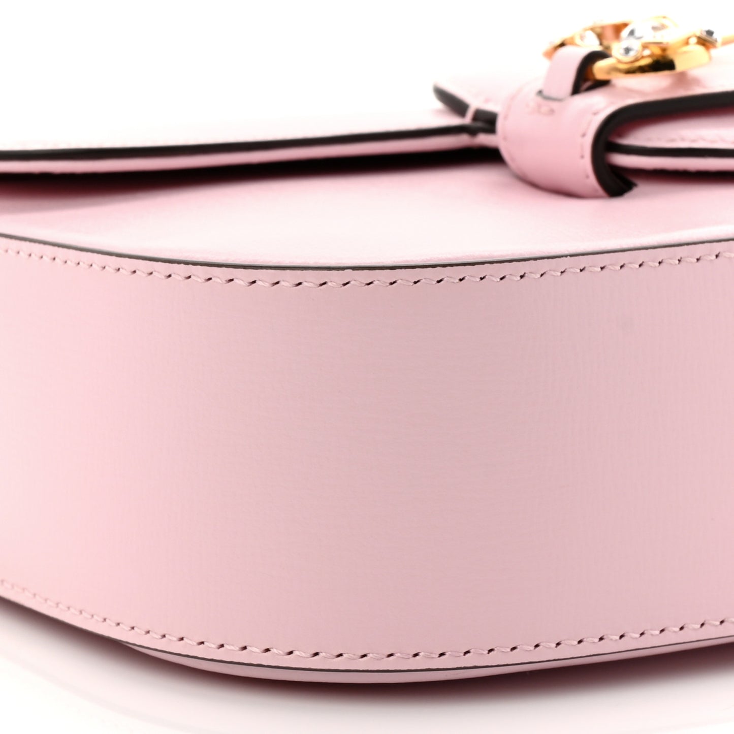 Azalea Calfskin Crystal Small Horsebit 1955 Chain Shoulder Bag Pink