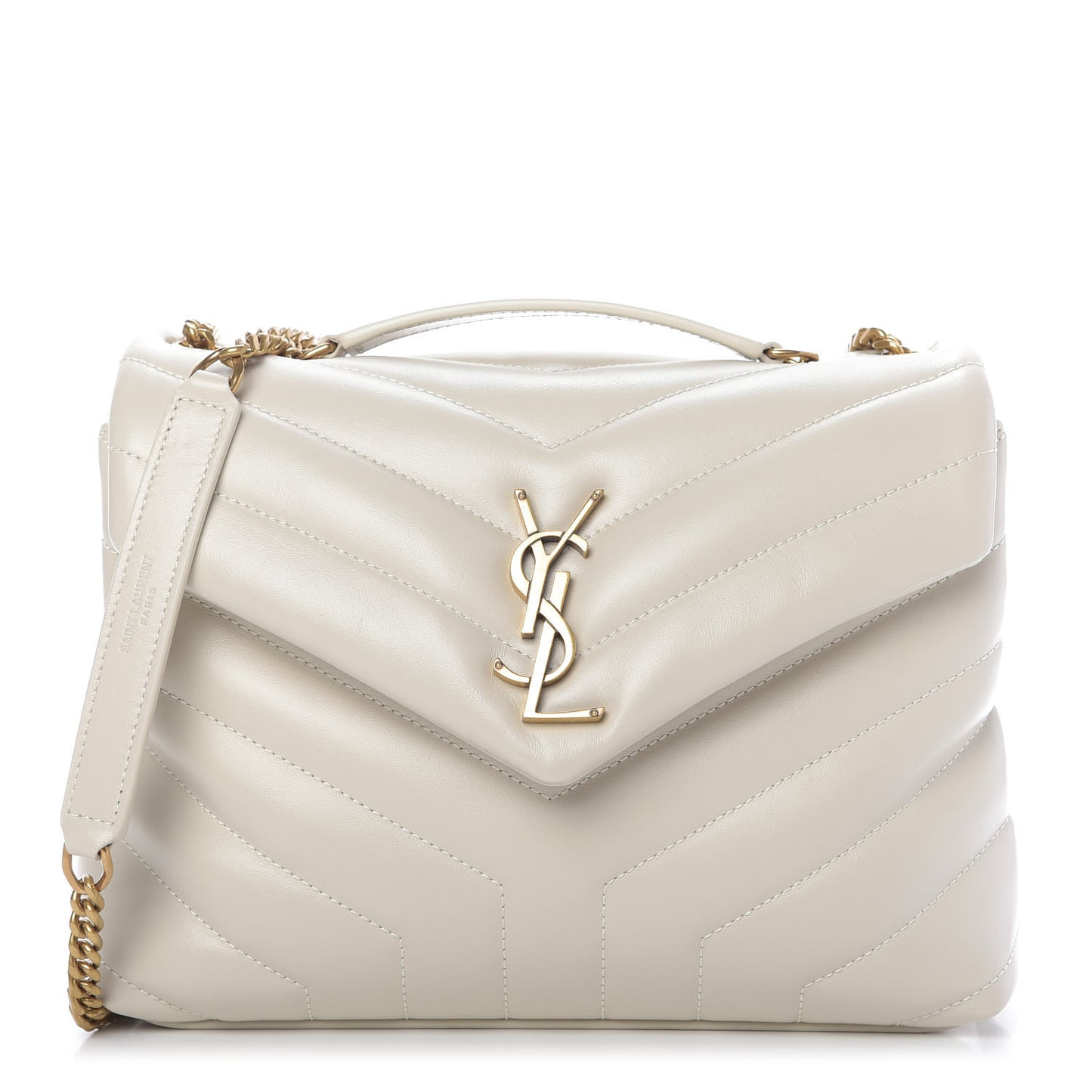 Calfskin Y Quilted Monogram Small Loulou Chain Satchel Ivory