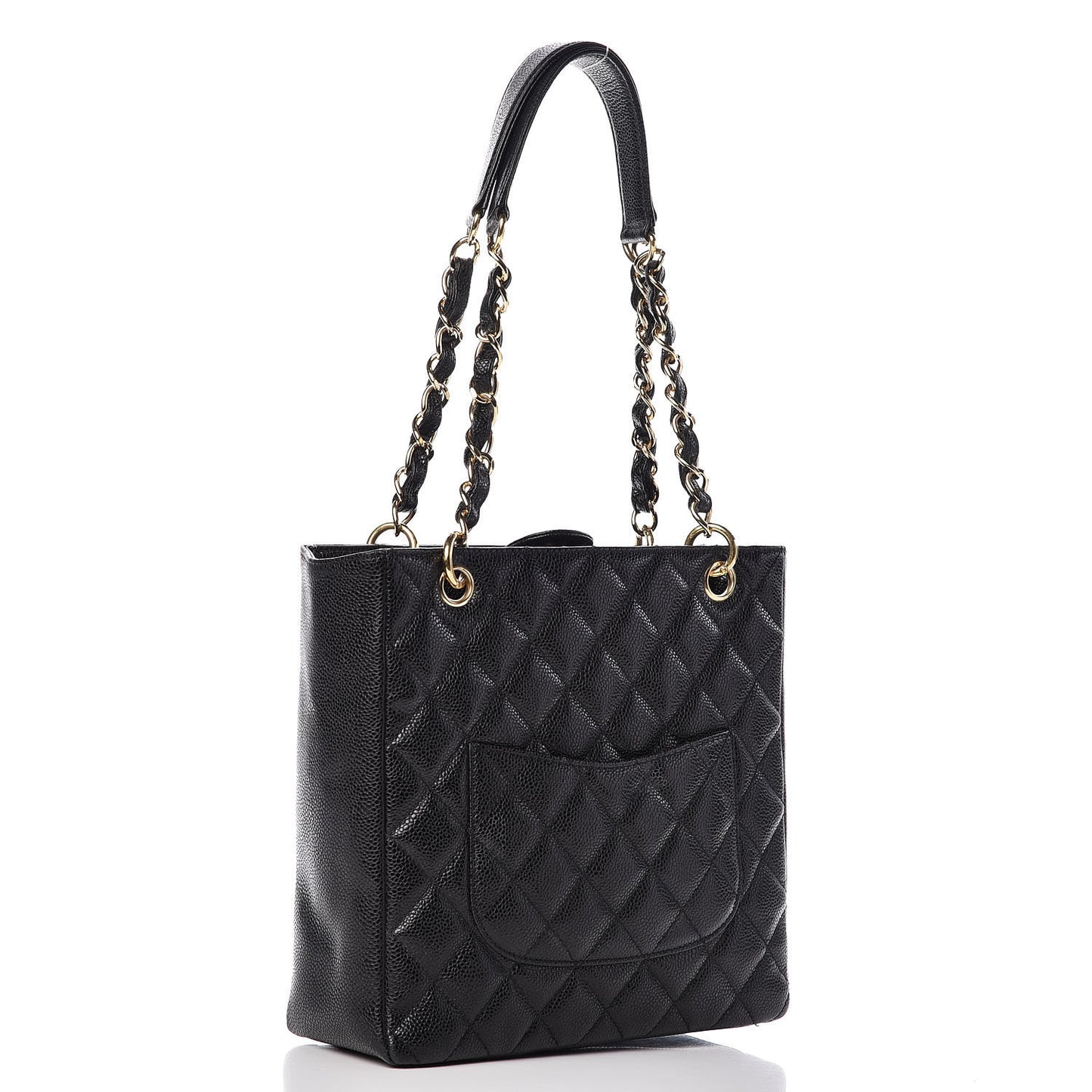 Caviar Quilted Petit Shopping Tote PST Black
