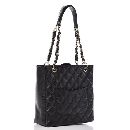 Chanel Caviar Quilted Petit Shopping Tote PST Black 3 of 12