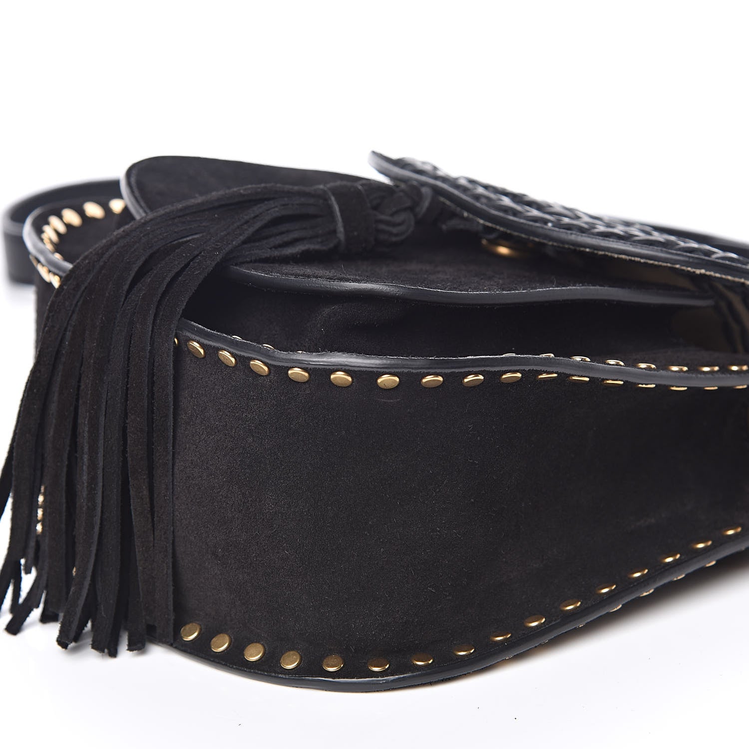 Chloe Suede Calfskin Braided Mini Hudson Shoulder Bag Black 8 of 9