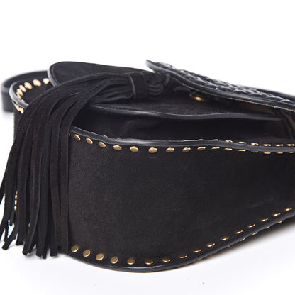 Chloe Suede Calfskin Braided Mini Hudson Shoulder Bag Black 8 of 9