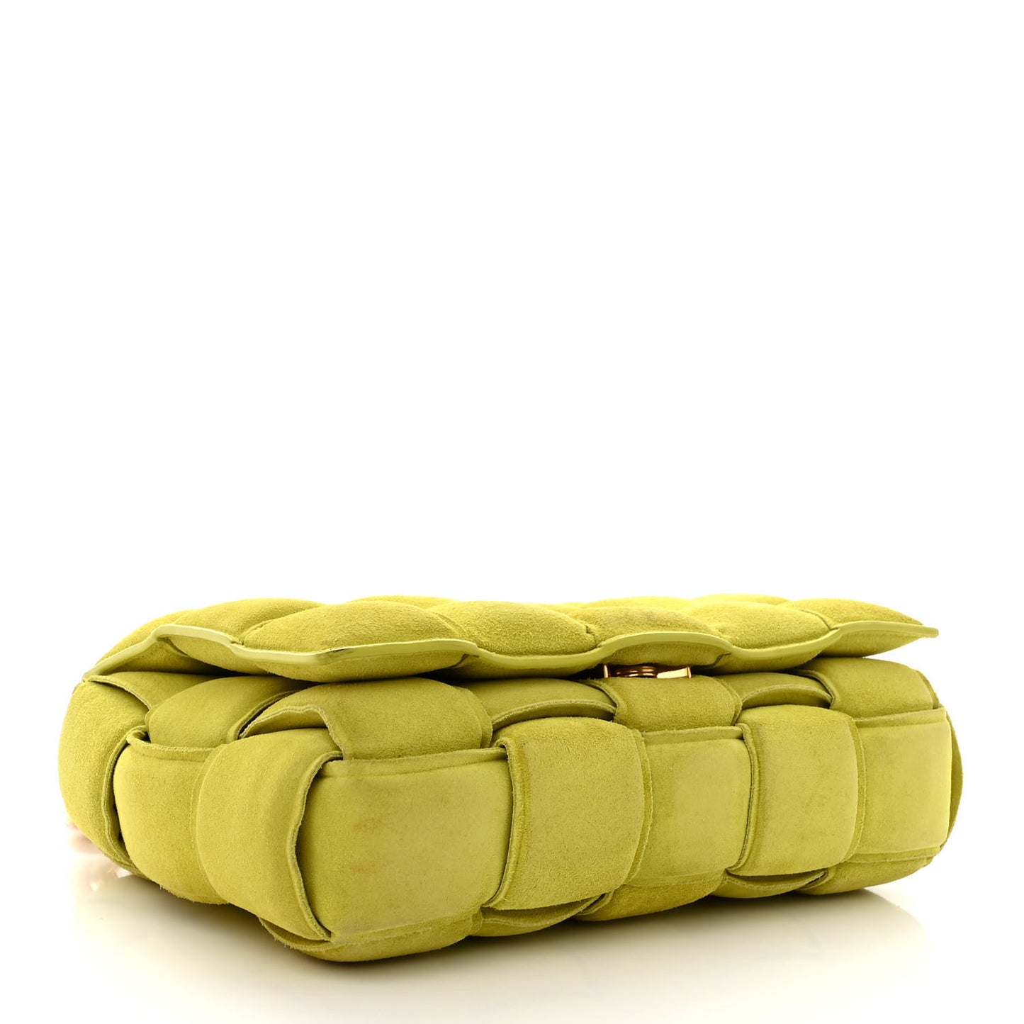 Suede Maxi Intrecciato Padded Chain Cassette Crossbody Bag Kiwi