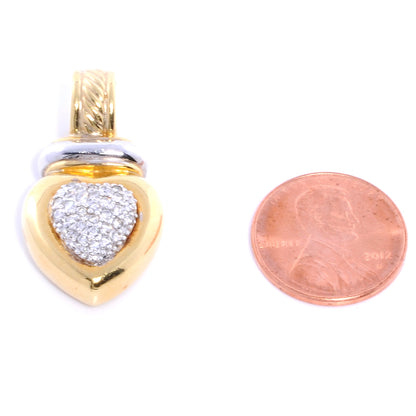 David Yurman 18k White Yellow Gold Diamond Heart Enhancer Pendant 2 of 5