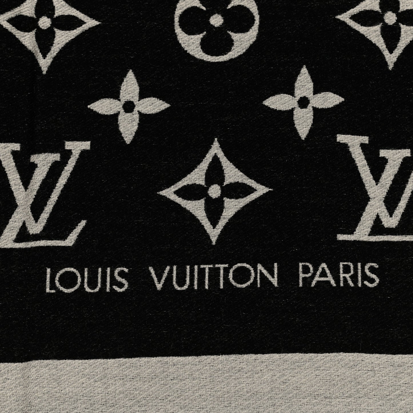 Silk Wool Monogram Miss LV Stole Black