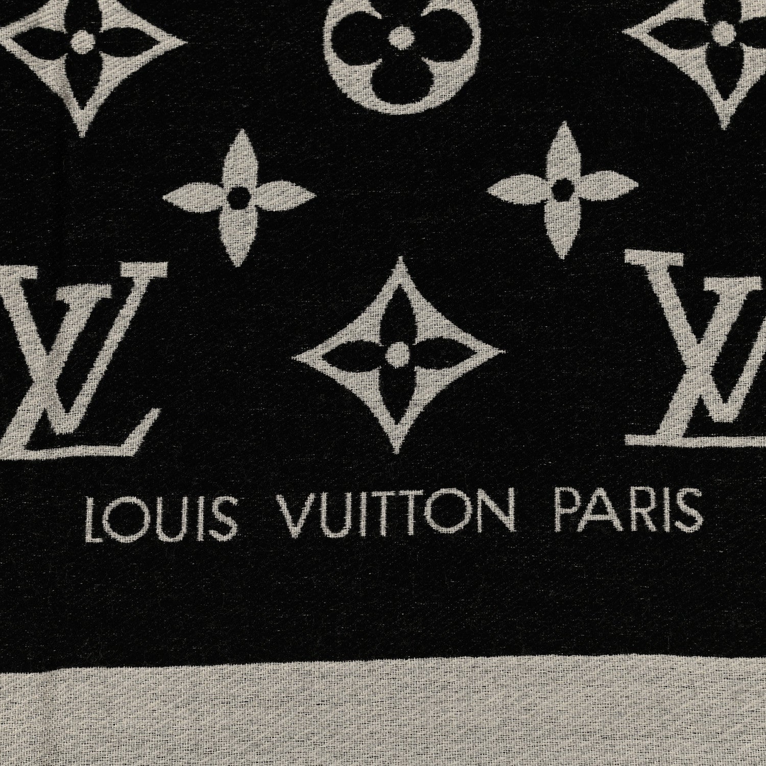 Louis Vuitton Silk Wool Monogram Miss LV Stole Black 3 of 5
