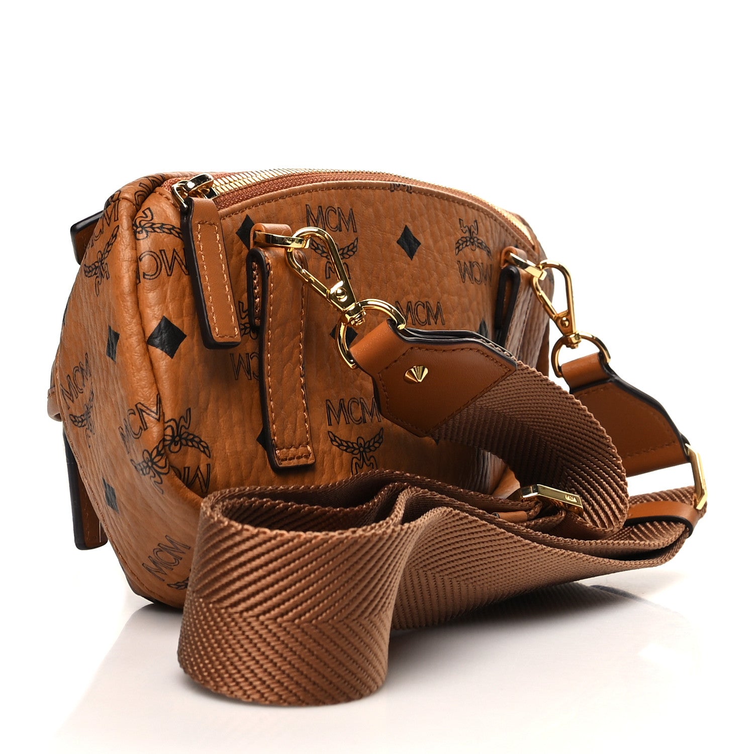MCM Visetos Small Crossbody Bag Cognac 3 of 10