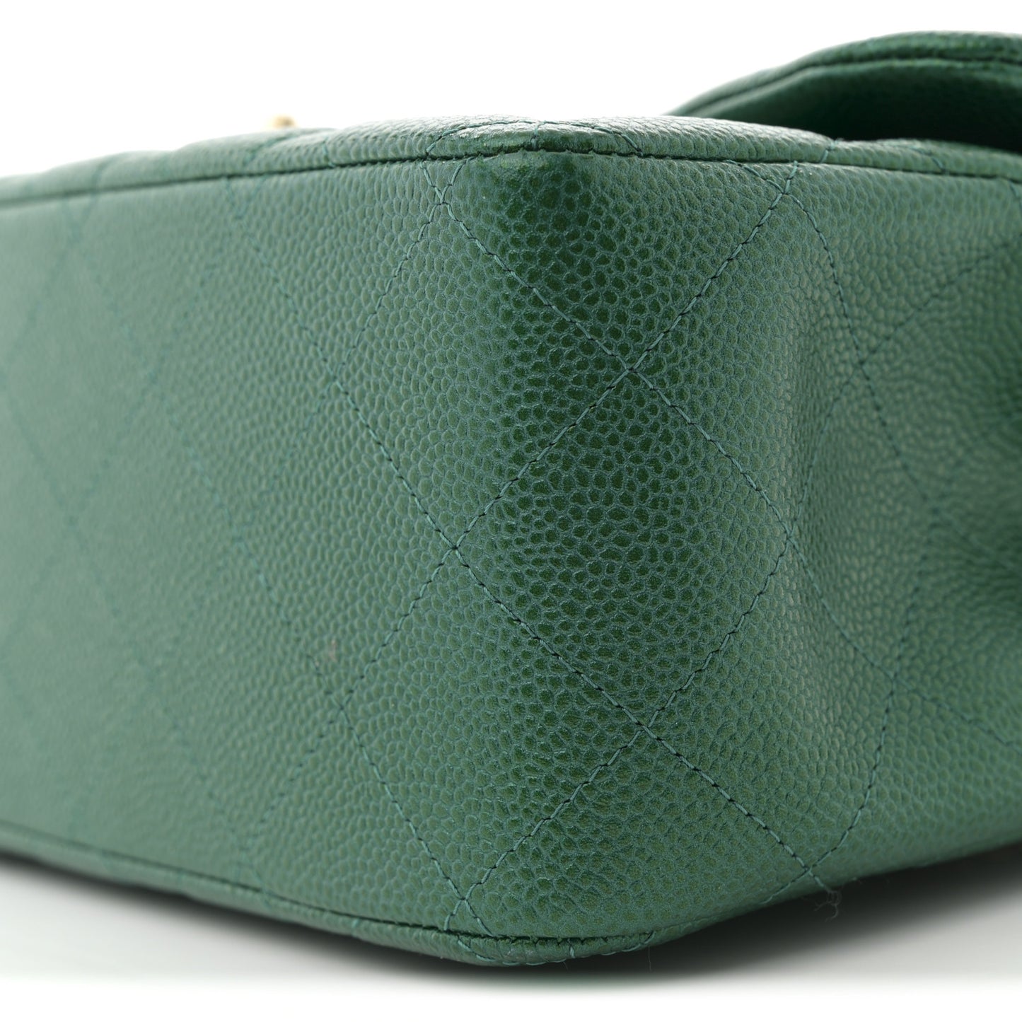 Metallic Caviar Quilted Jumbo Double Flap Green