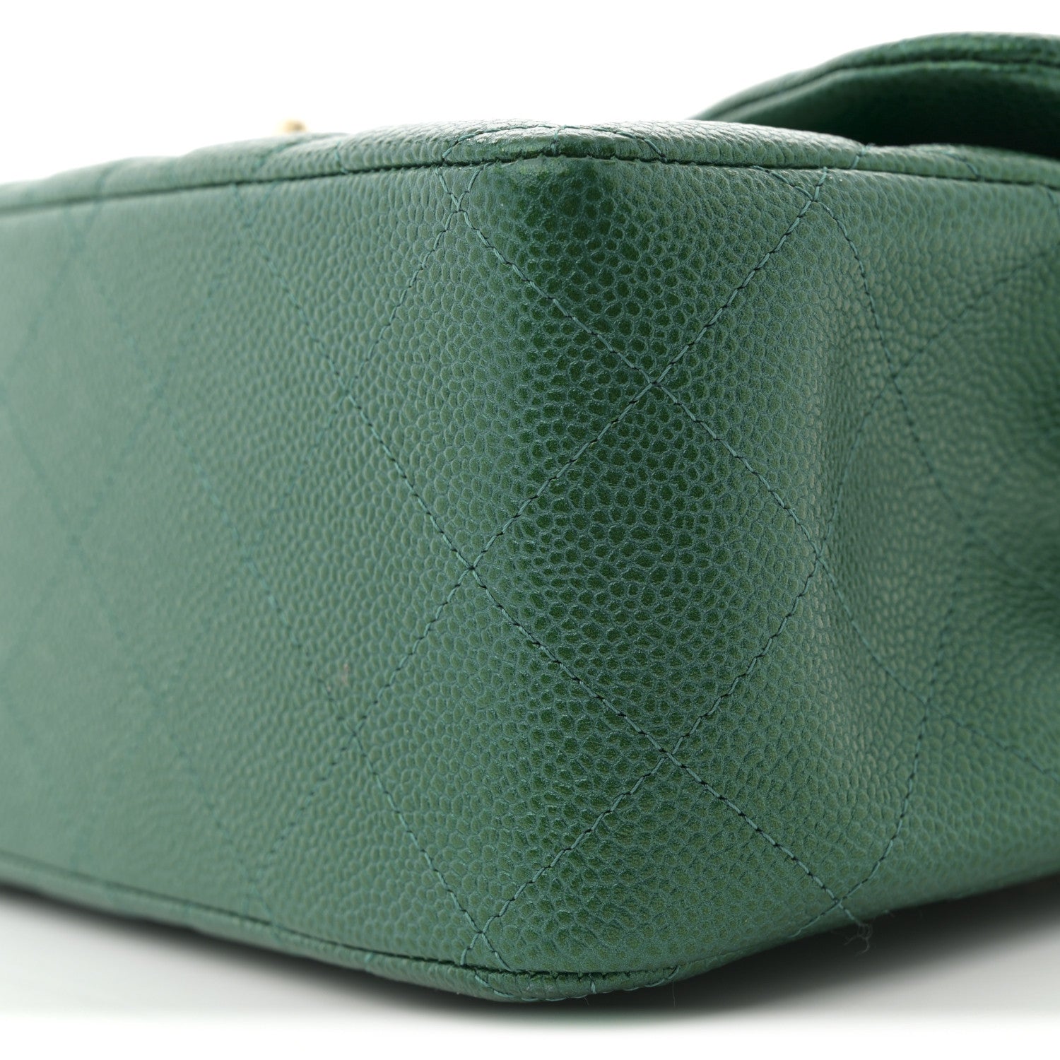 Chanel Metallic Caviar Quilted Jumbo Double Flap Green 10 of 11