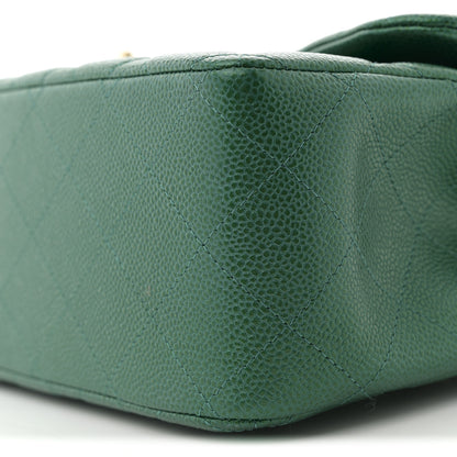 Chanel Metallic Caviar Quilted Jumbo Double Flap Green 10 of 11