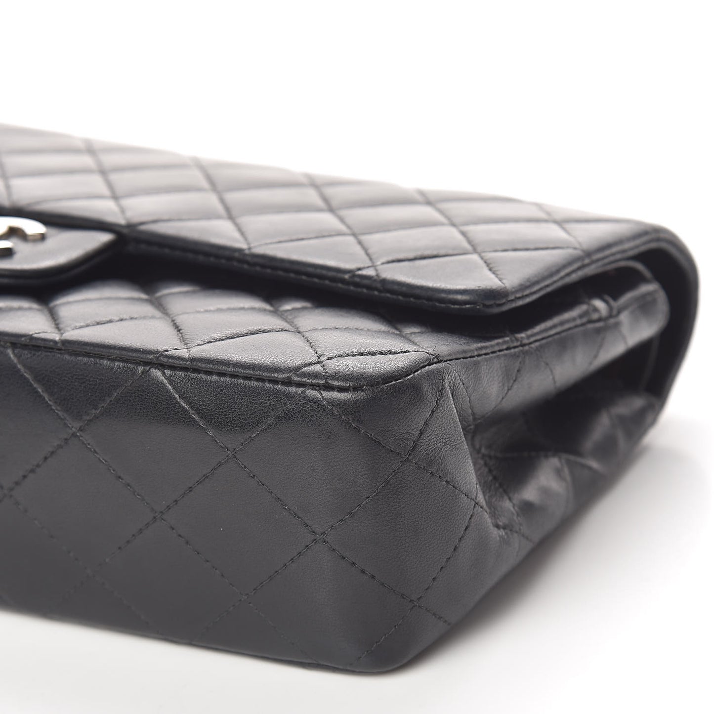 Lambskin Quilted Medium Double Flap Black