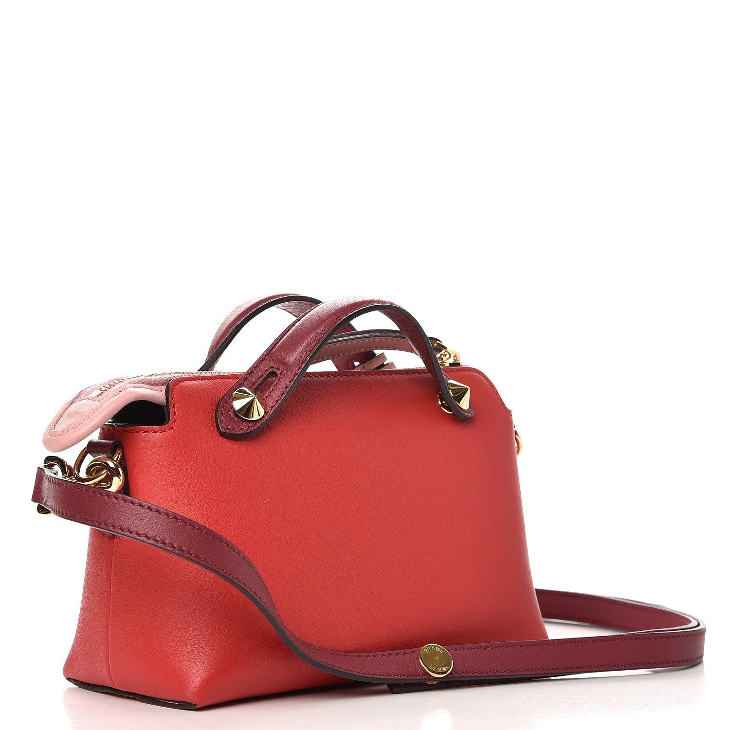 Fendi Vitello Dolce 4 Color Mini By The Way Boston Bag Fiamma Bubblegum Amarena 3 of 8