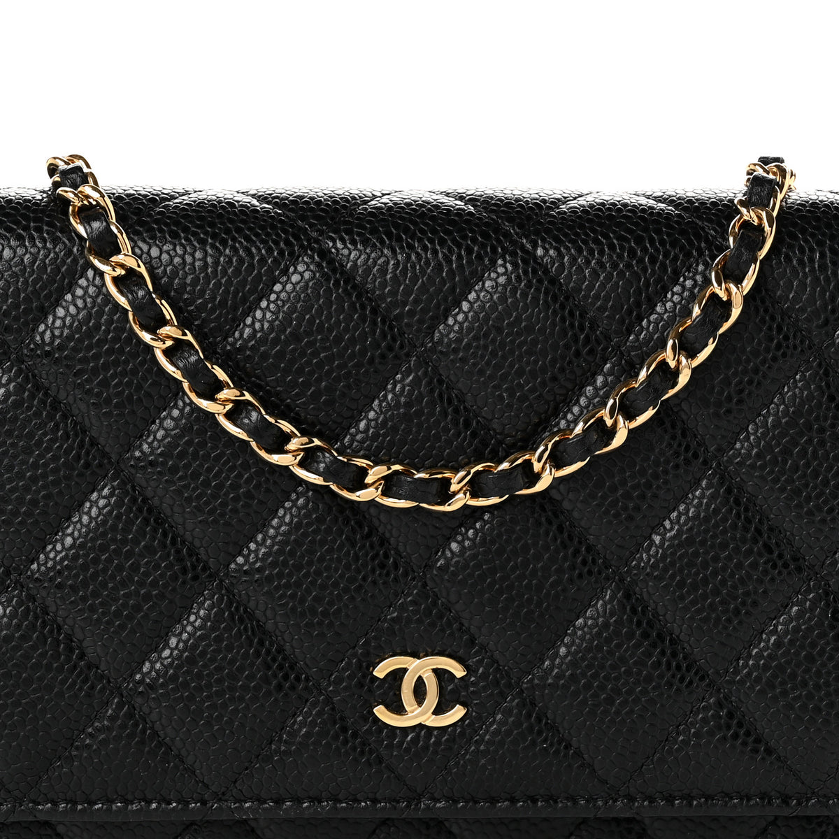 Caviar Quilted Wallet On Chain WOC Black