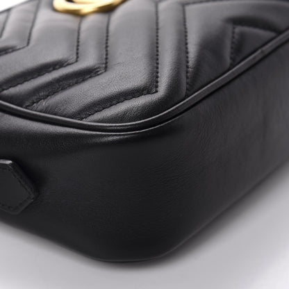 Gucci Calfskin Matelasse Mini GG Marmont Chain Shoulder Bag Black 6 of 10