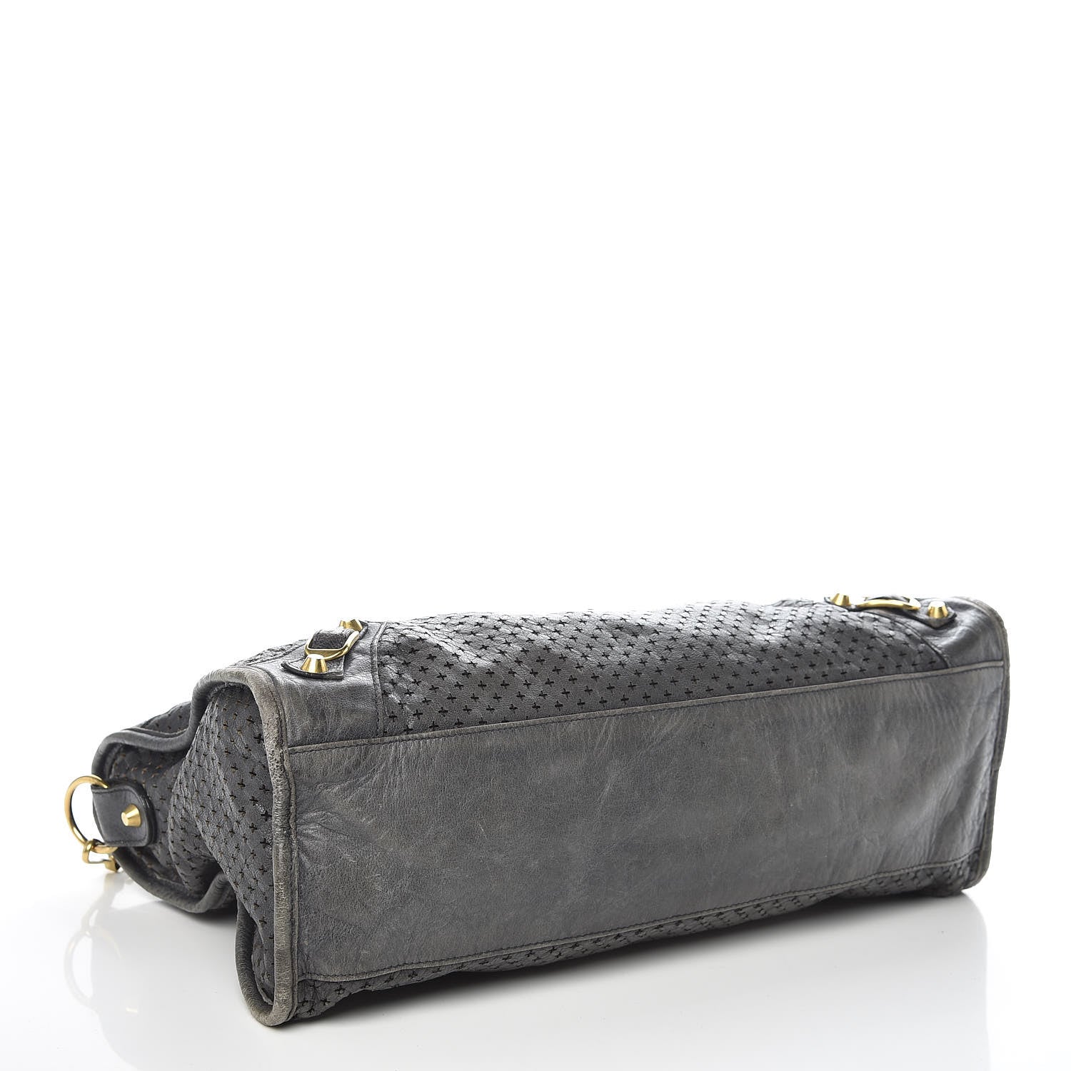 Balenciaga Agneau Laser Cut Cross Classic Gold Hardware City Grey 4 of 12