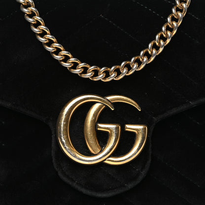 Gucci Velvet Matelasse GG Marmont Chain Wallet Black 8 of 12