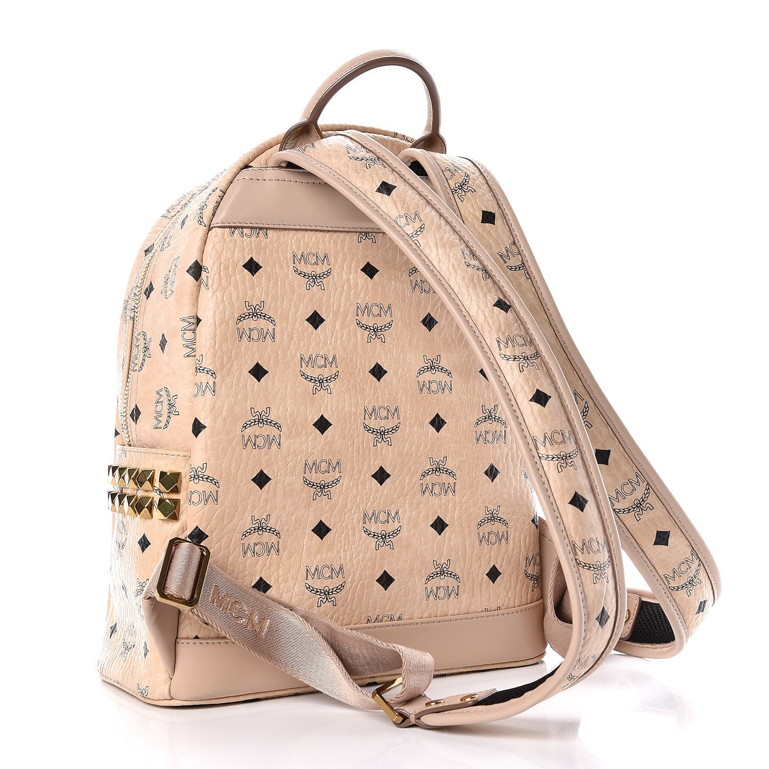 MCM Visetos Small Side Stud Stark Backpack Beige 3 of 10