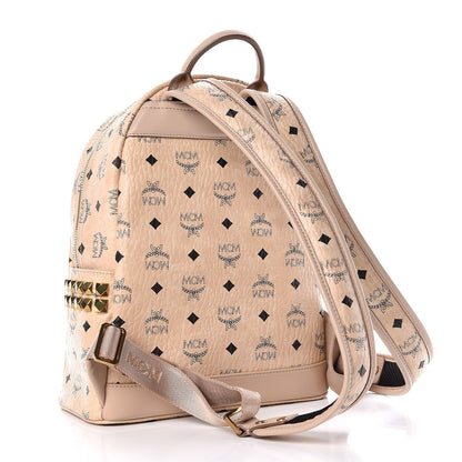 MCM Visetos Small Side Stud Stark Backpack Beige 3 of 10