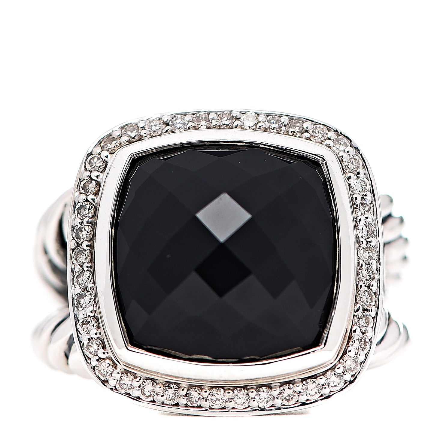 Sterling Silver Diamond Black Onyx 14mm Albion Ring 55 7.25