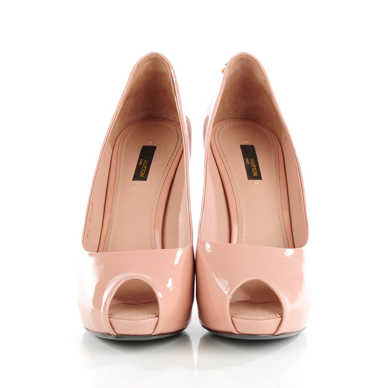 Louis Vuitton Patent Calfskin Oh Really Peep Toe Pumps 40 Beige Rose 2 of 9
