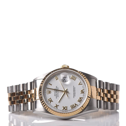 Rolex Stainless Steel 18K Yellow Gold 36mm Oyster Perpetual Datejust Watch White Roman 16233 3 of 8