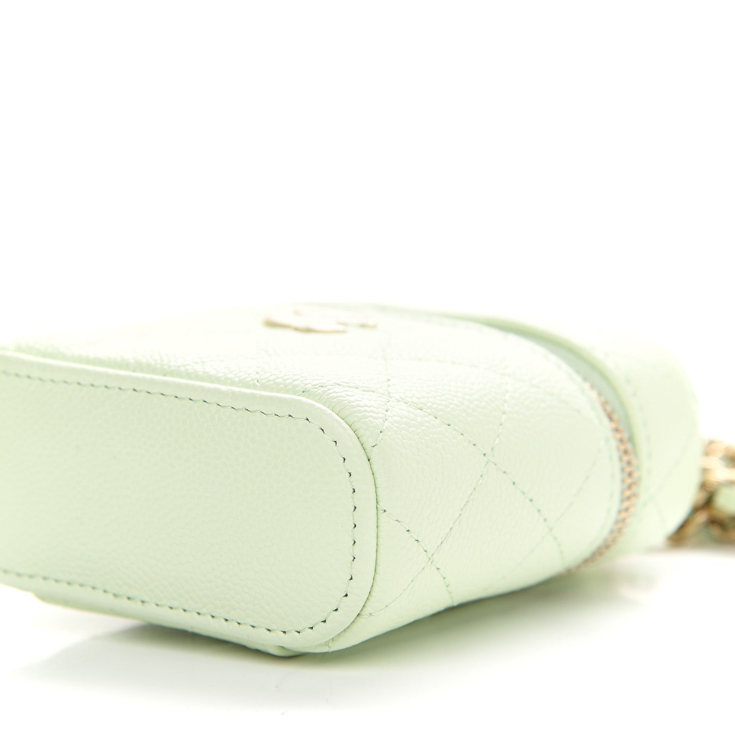Chanel Caviar Quilted Small Handle With Care Vanity Case With Chain Light Green 6 of 9