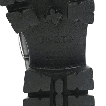 Prada Spazzolato Rois Re-Nylon Metal Triangle Logo Monolith Pouch Pocket 55mm Tall Boots 37 Black 6 of 8