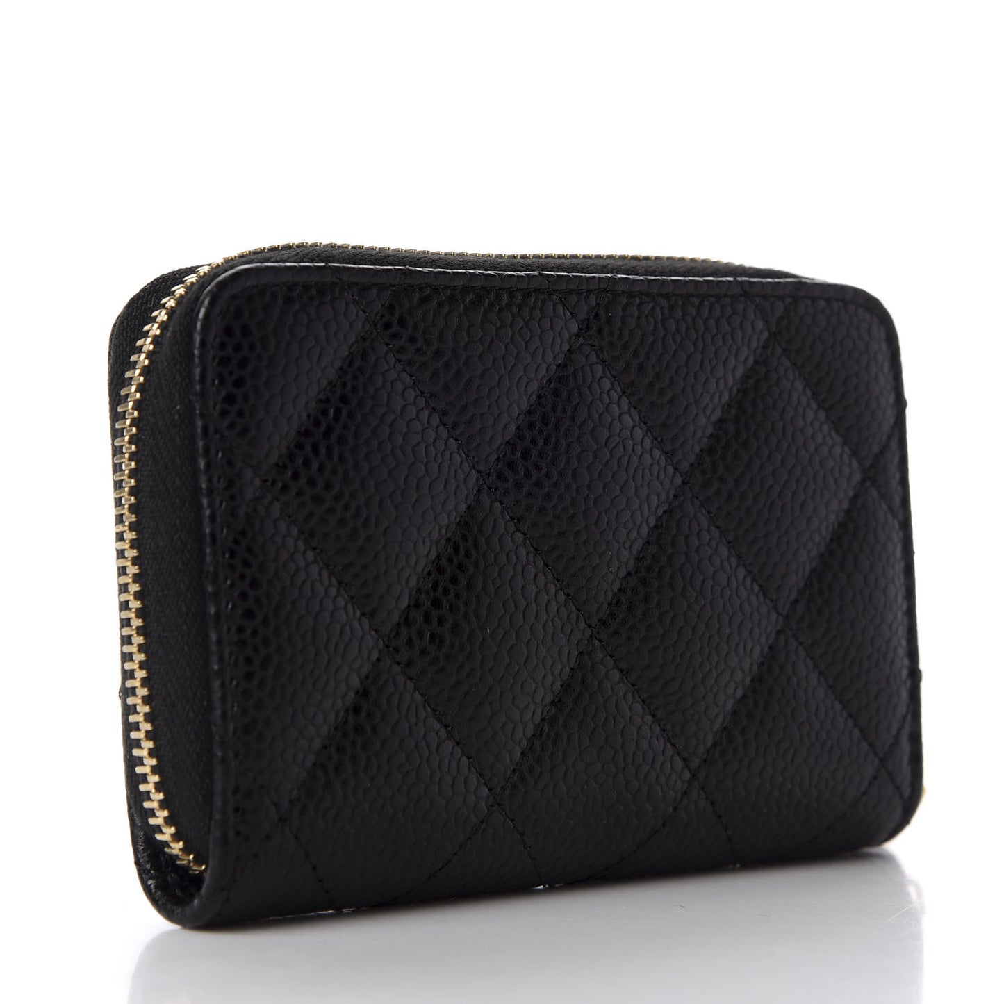 Caviar Quilted Zip Coin Purse Black