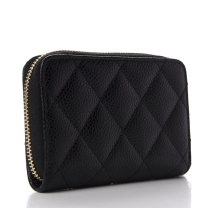 Chanel Caviar Quilted Zip Coin Purse Black 3 of 9