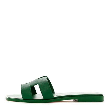 Hermes Epsom Oran Sandals 37 Vert Emeraude 1 of 9