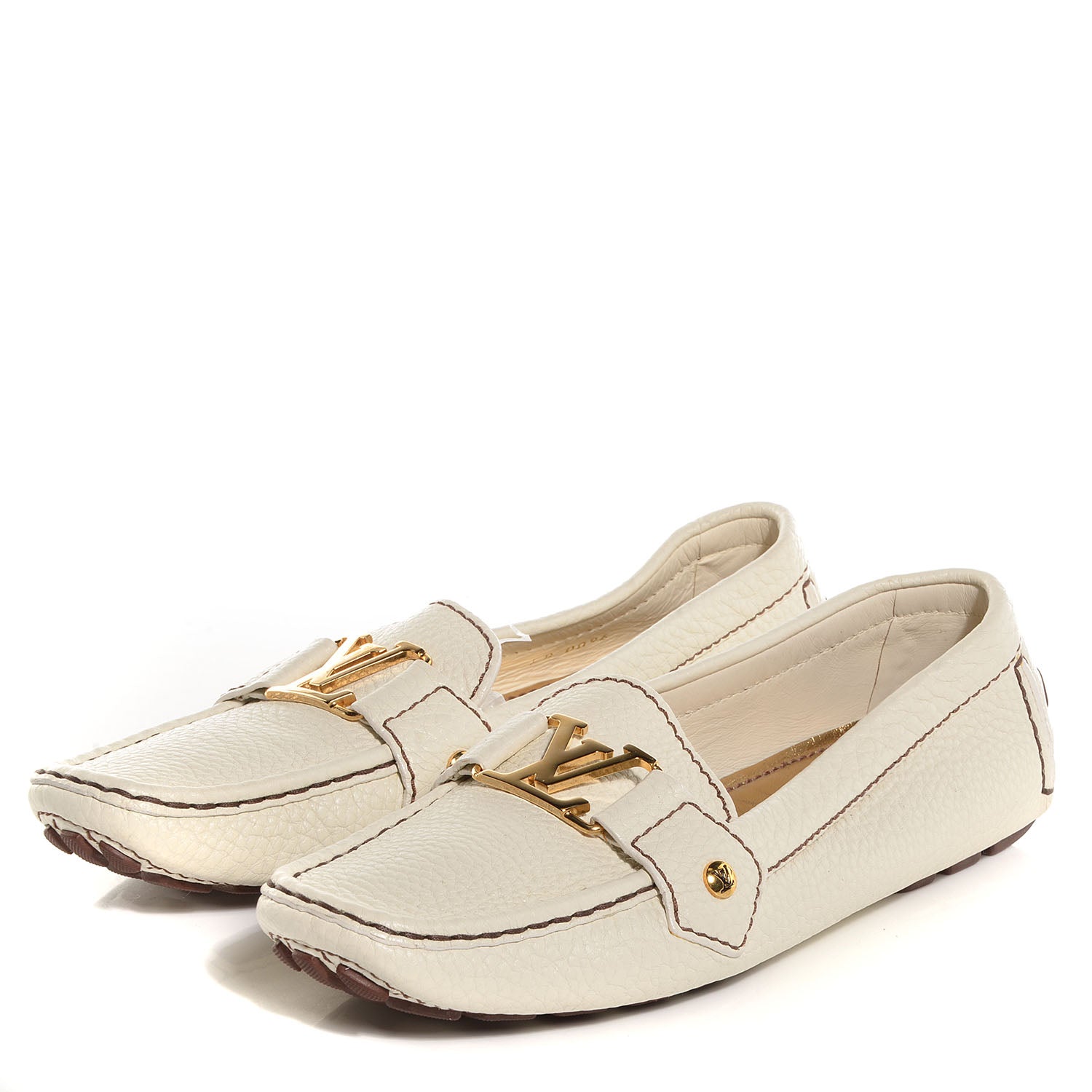Louis Vuitton Leather Monte Carlo Loafers 37.5 Ivory 3 of 7