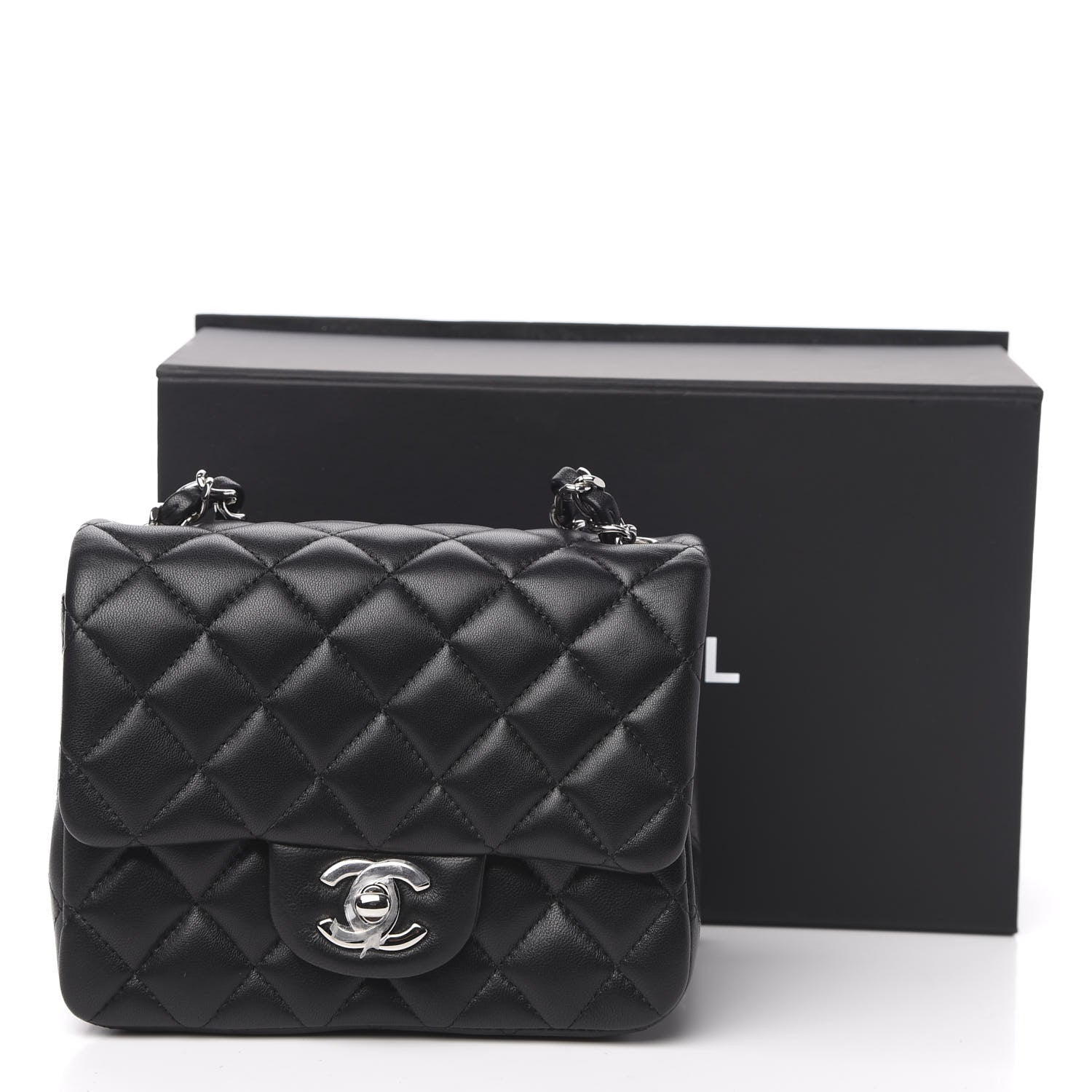 Chanel Lambskin Quilted Mini Square Flap Black 10 of 11
