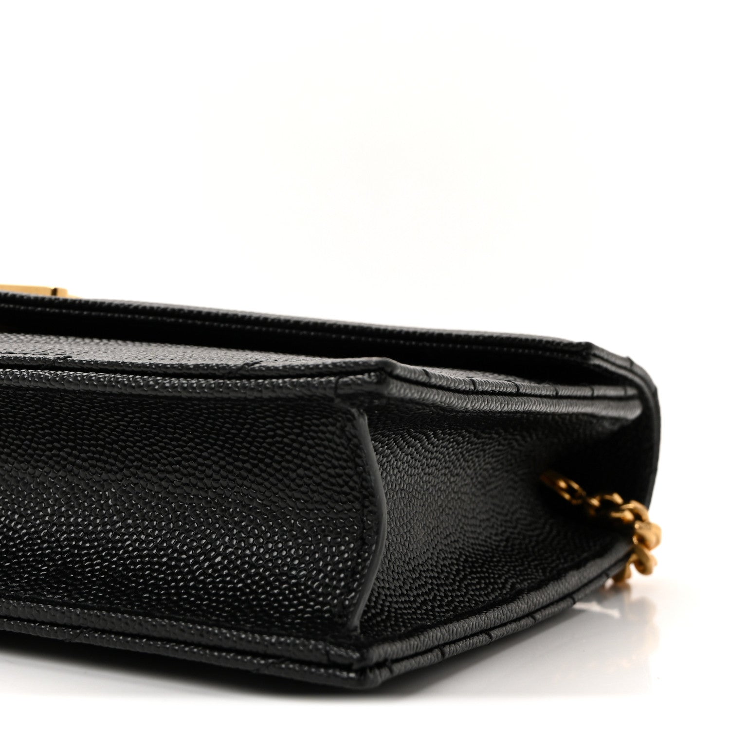 Saint Laurent Grain De Poudre Matelasse Chevron Monogram Envelope Chain Wallet Black 9 of 9