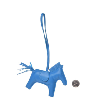 Hermes Milo Lambskin Grigri Rodeo Horse Bag Charm MM Bleu Zanzibar 2 of 5