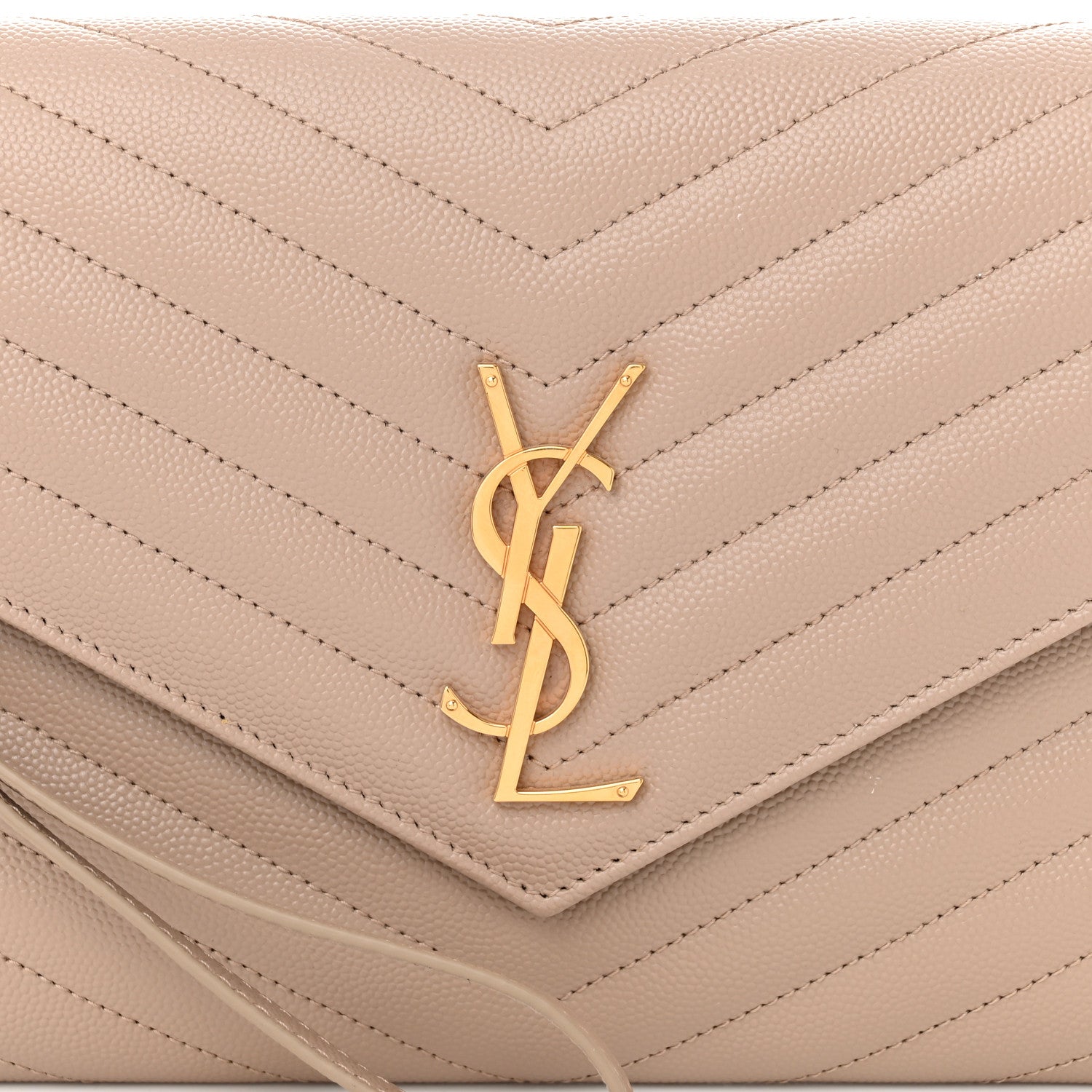 Saint Laurent Grain De Poudre Matelasse Chevron Monogram Envelope Clutch Dark Beige 8 of 11