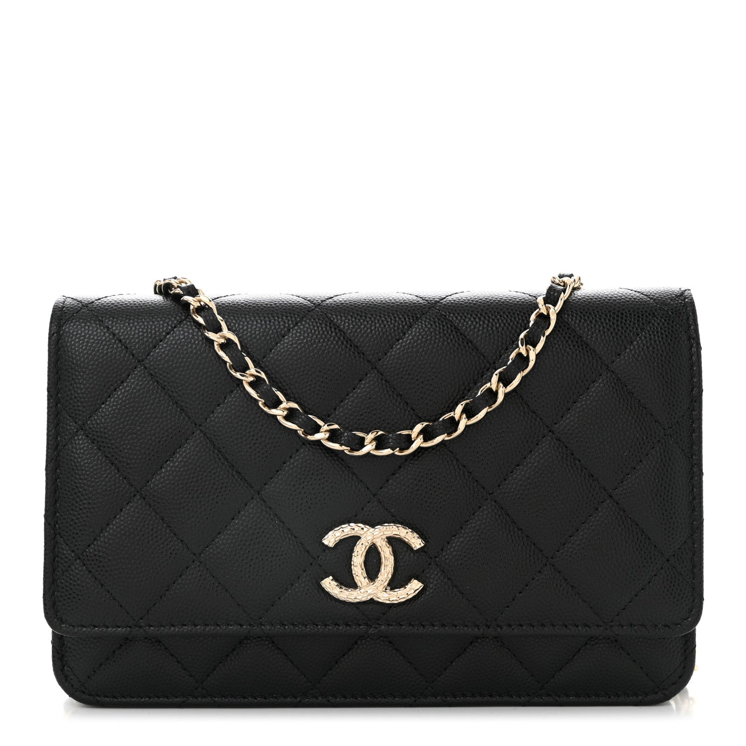 Chanel Caviar Quilted Studded CC Wallet on Chain WOC Black 1 of 11