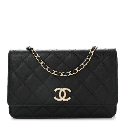 Chanel Caviar Quilted Studded CC Wallet on Chain WOC Black 1 of 11