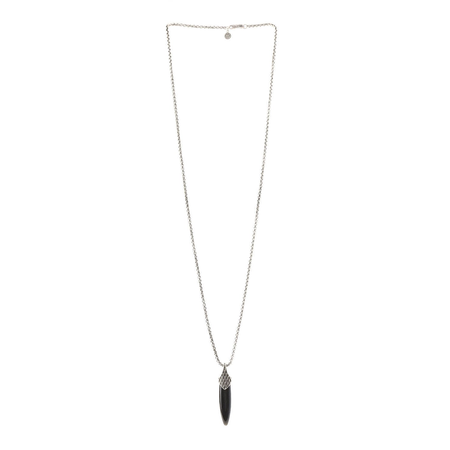 Sterling Silver Black Obsidian Legends Naga Pendant Necklace