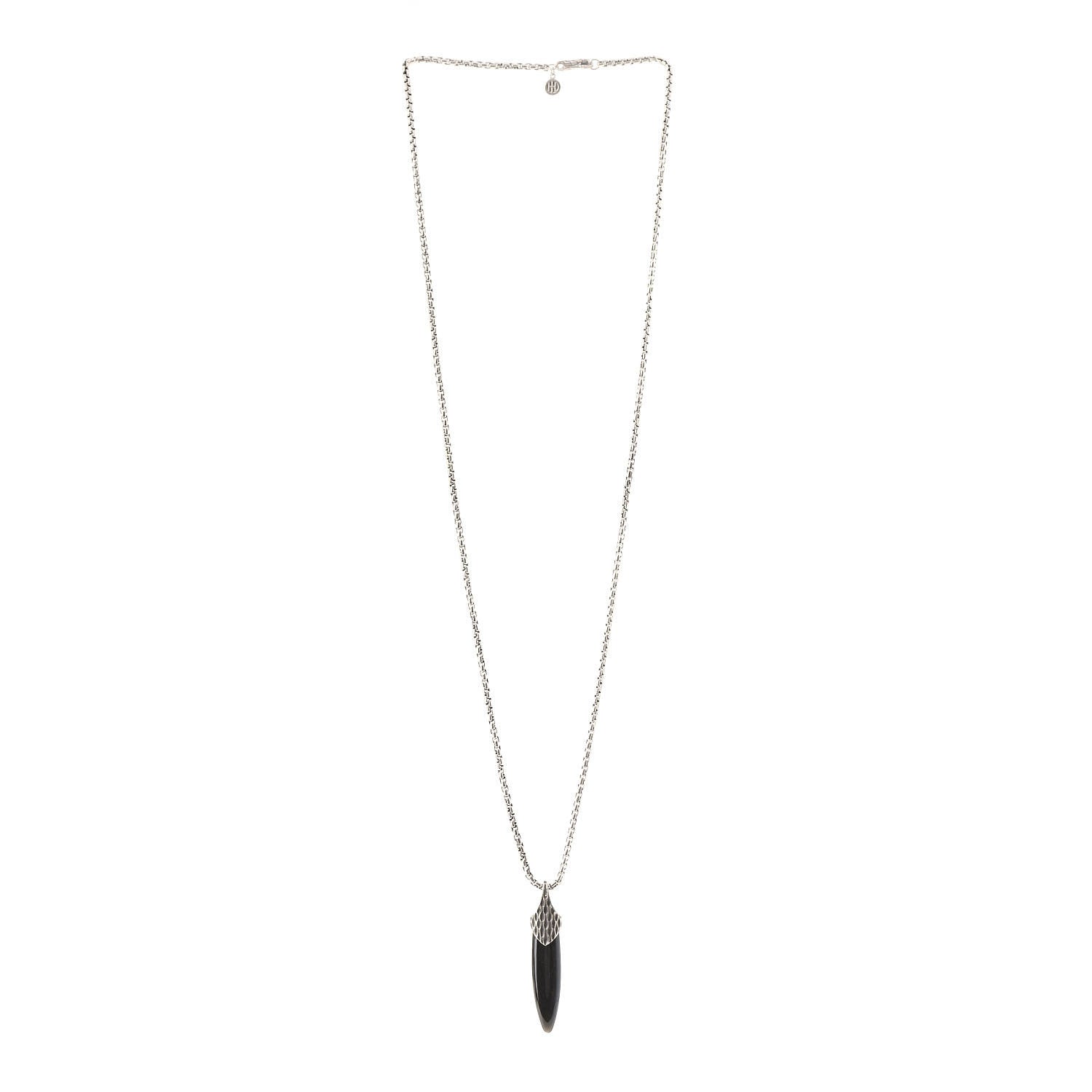 John Hardy Sterling Silver Black Obsidian Legends Naga Pendant Necklace 3 of 5