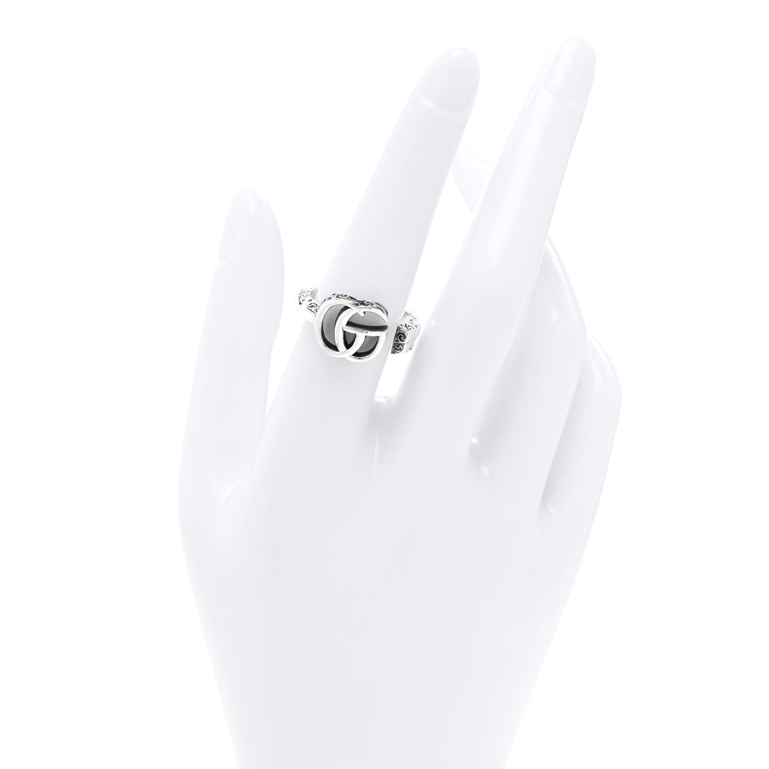 Gucci Sterling Silver GG Marmont Key Motif Ring 55 7.25 2 of 4
