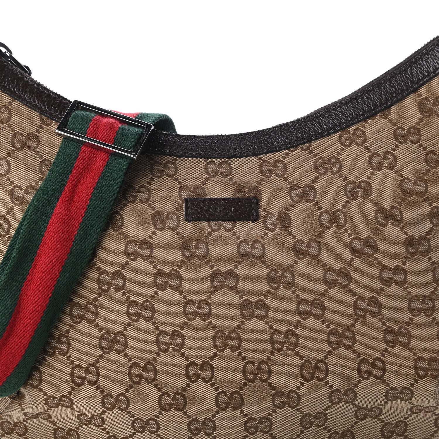 Gucci Monogram Web Medium Half Moon Hobo Dark Brown 10 of 10
