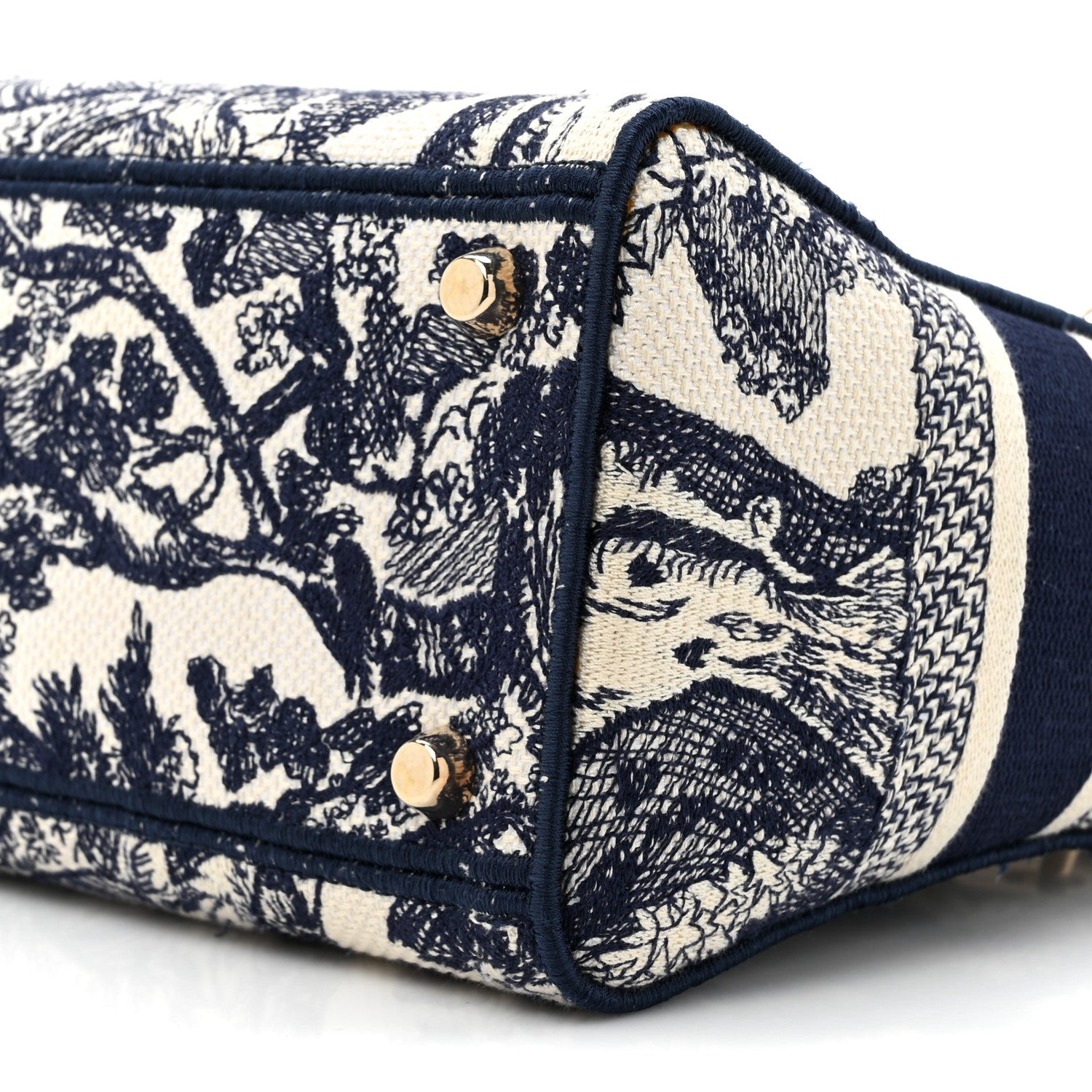 Christian Dior Canvas Toile De Jouy Embroidered Medium Lady D-Lite Navy 8 of 13